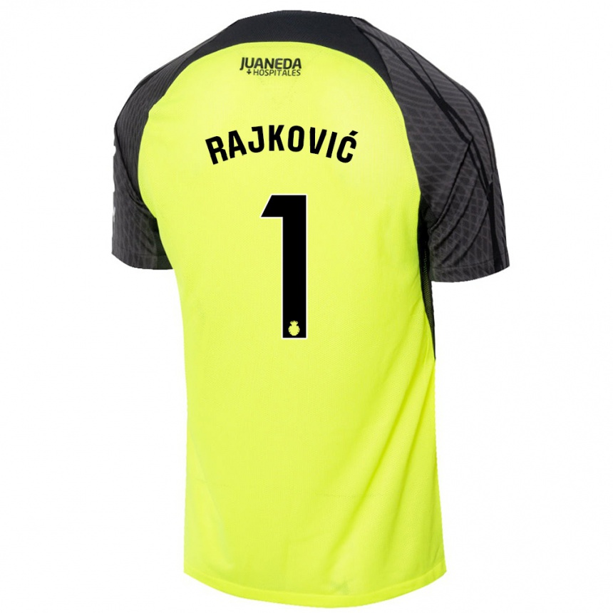 Kids Football Predrag Rajkovic #1 Fluorescent Green Black Away Jersey 2024/25 T-Shirt Za