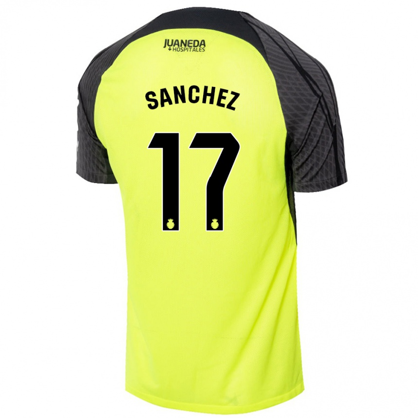 Kids Football Avelino Sánchez #17 Fluorescent Green Black Away Jersey 2024/25 T-Shirt Za