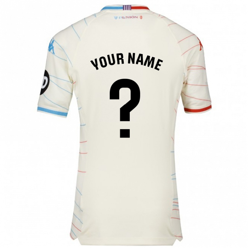 Kids Football Your Name #0 White Red Blue Away Jersey 2024/25 T-Shirt Za