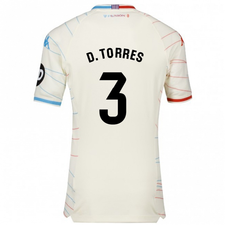 Kids Football David Torres #3 White Red Blue Away Jersey 2024/25 T-Shirt Za