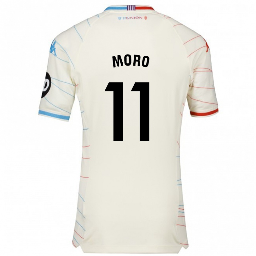 Kids Football Raúl Moro #11 White Red Blue Away Jersey 2024/25 T-Shirt Za