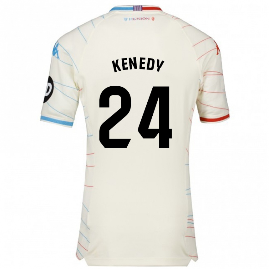 Kids Football Kenedy #24 White Red Blue Away Jersey 2024/25 T-Shirt Za