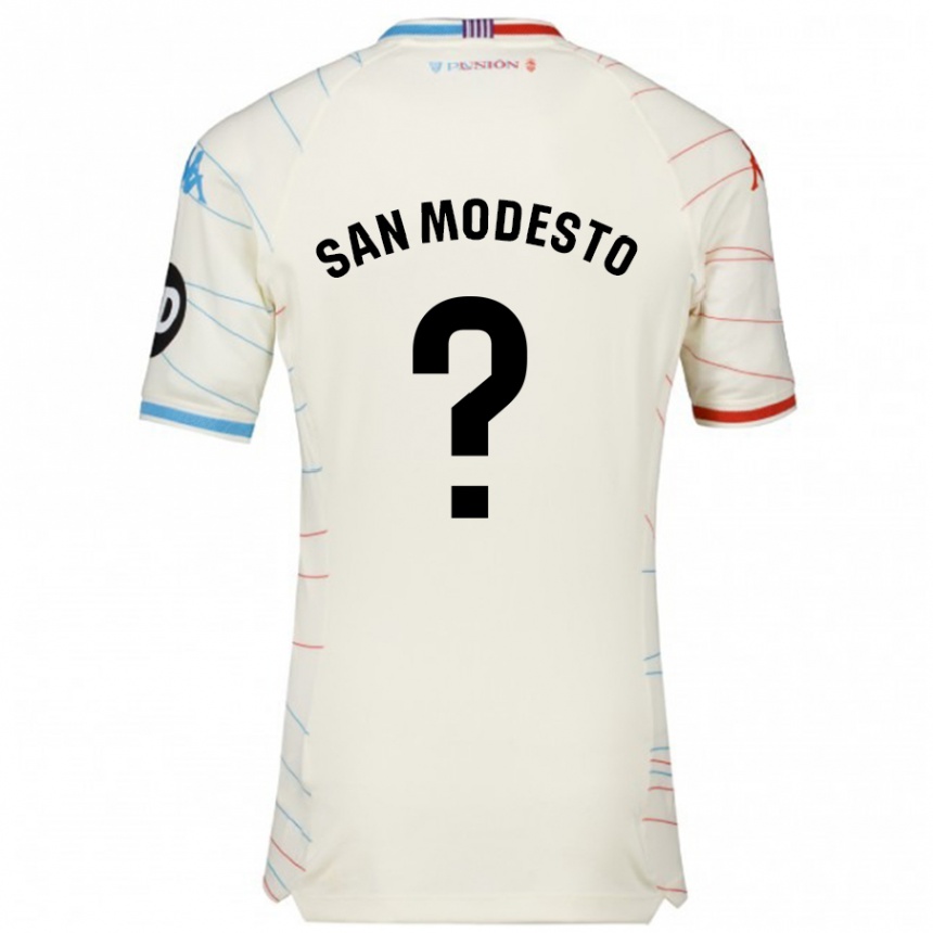 Kids Football Hugo San Modesto #0 White Red Blue Away Jersey 2024/25 T-Shirt Za