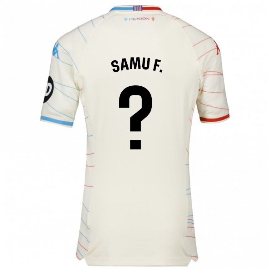 Kids Football Samu Fernández #0 White Red Blue Away Jersey 2024/25 T-Shirt Za