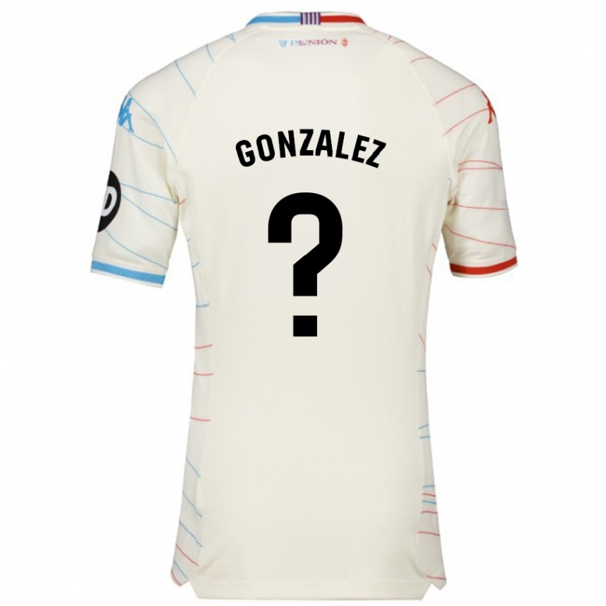 Kids Football Santi González #0 White Red Blue Away Jersey 2024/25 T-Shirt Za