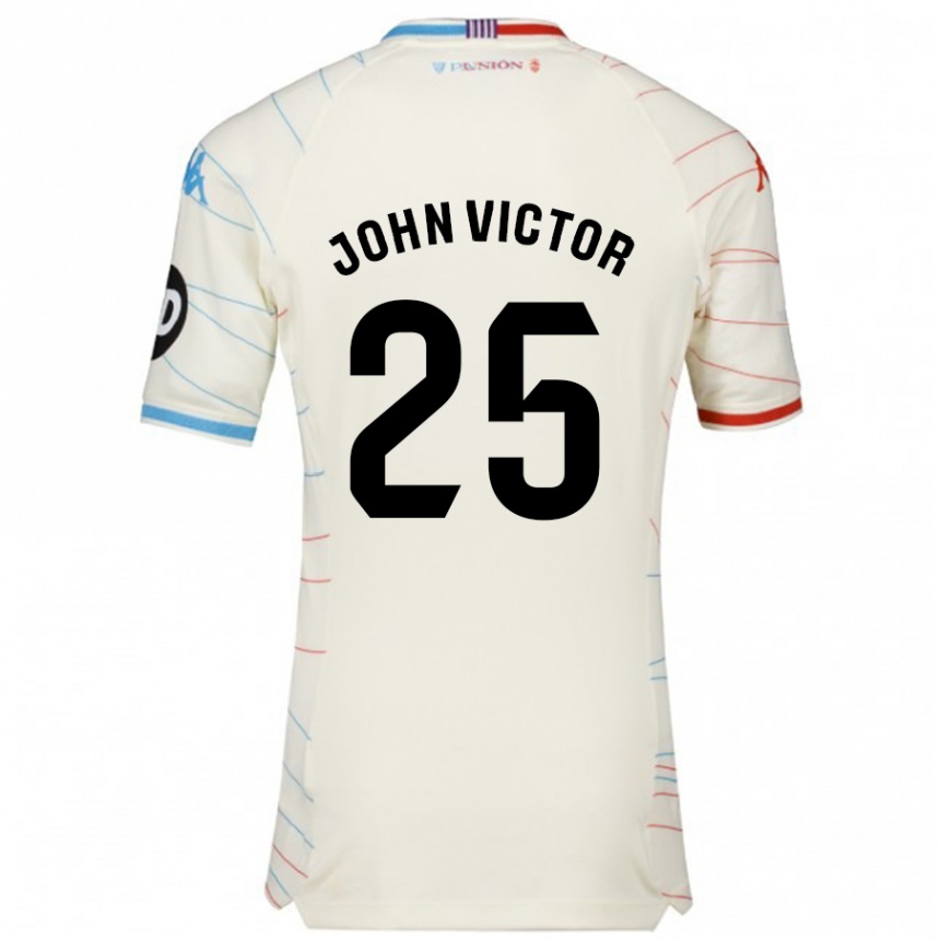 Kids Football John Victor #25 White Red Blue Away Jersey 2024/25 T-Shirt Za