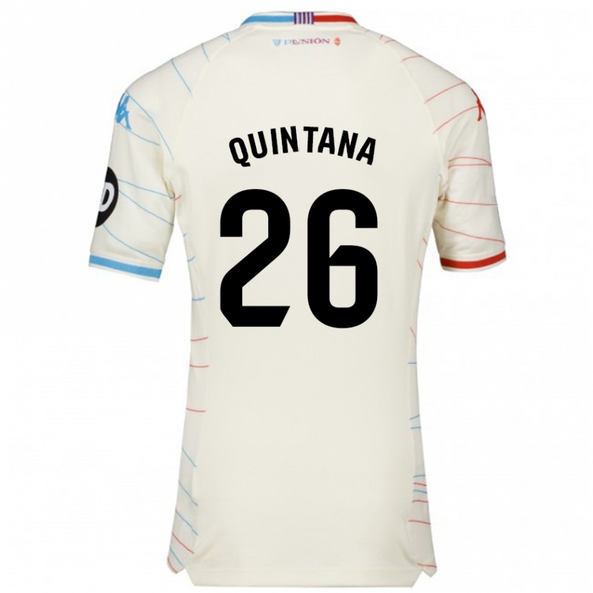 Kids Football Alberto Quintana #26 White Red Blue Away Jersey 2024/25 T-Shirt Za