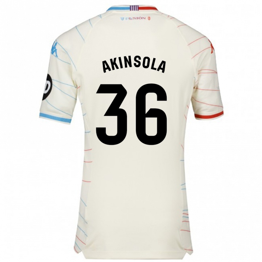 Kids Football Tunde Akinsola #36 White Red Blue Away Jersey 2024/25 T-Shirt Za