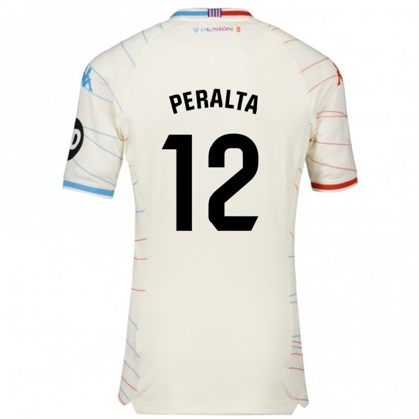 Kids Football Fernando Peralta #12 White Red Blue Away Jersey 2024/25 T-Shirt Za