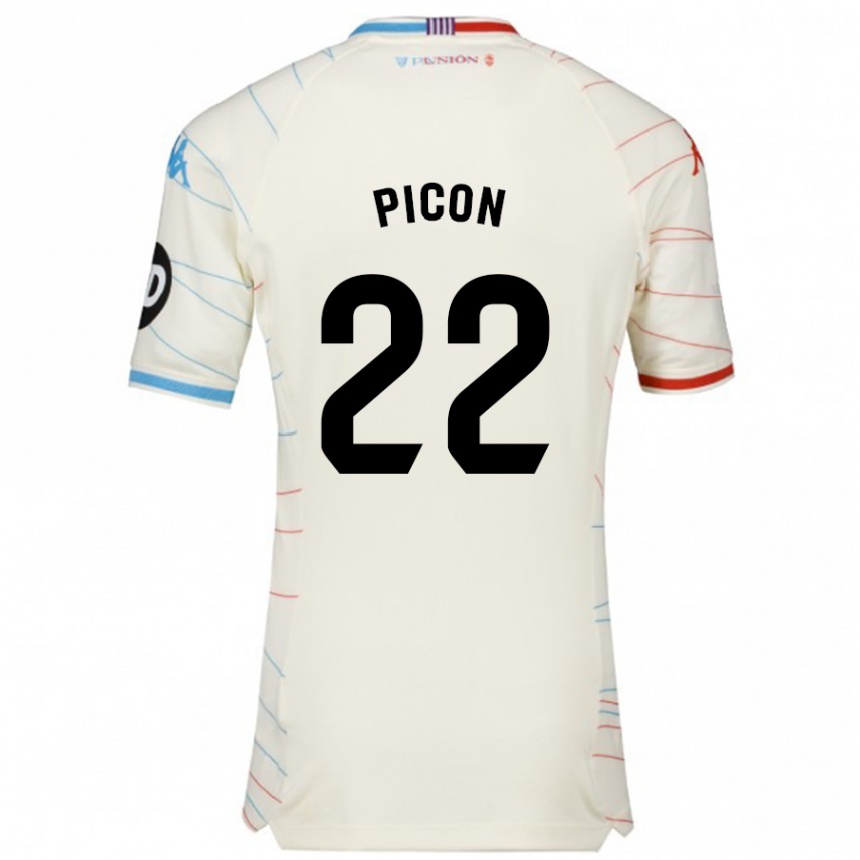 Kids Football Pablo Picón #22 White Red Blue Away Jersey 2024/25 T-Shirt Za