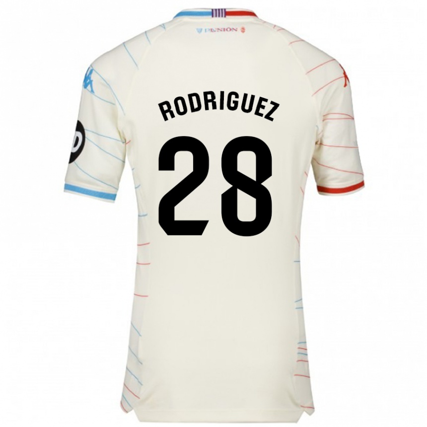 Kids Football Yago Rodríguez #28 White Red Blue Away Jersey 2024/25 T-Shirt Za