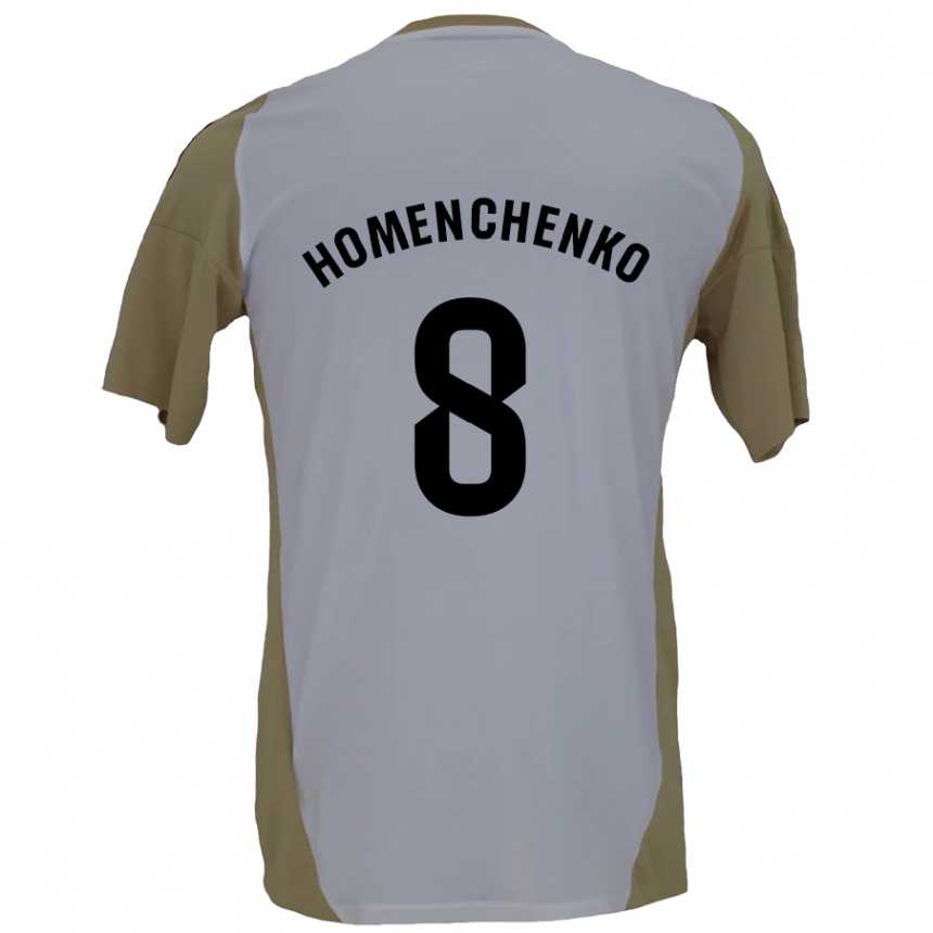 Kids Football Santiago Homenchenko #8 Brown White Away Jersey 2024/25 T-Shirt Za