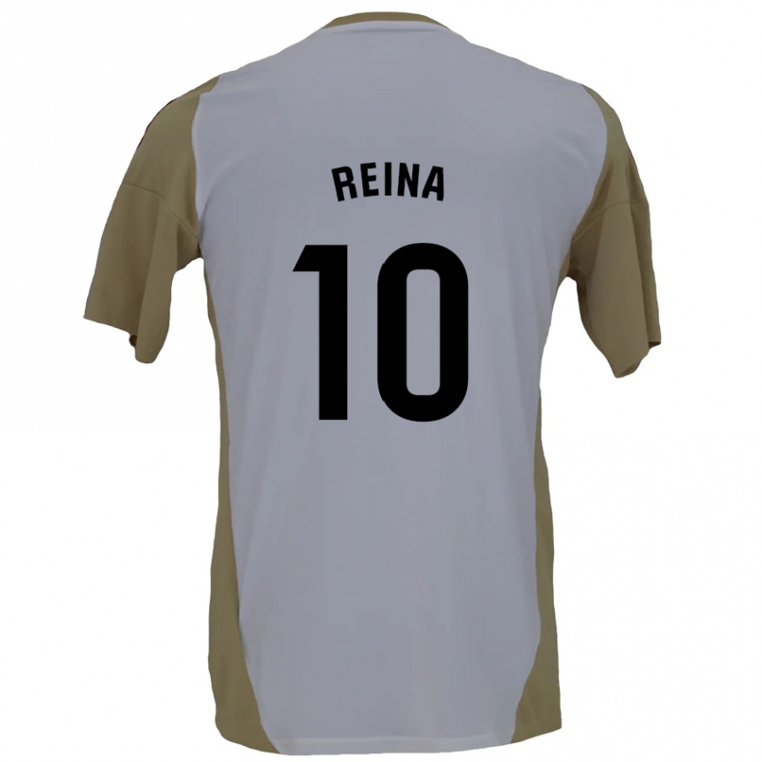 Kids Football Alberto Reina #10 Brown White Away Jersey 2024/25 T-Shirt Za