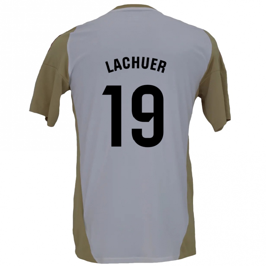 Kids Football Mathis Lachuer #19 Brown White Away Jersey 2024/25 T-Shirt Za