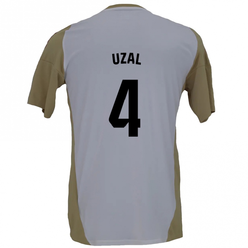 Kids Football Yeray Uzal #4 Brown White Away Jersey 2024/25 T-Shirt Za