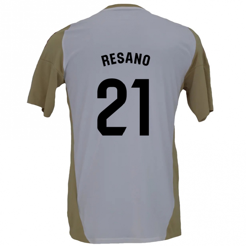 Kids Football Xabier Resano #21 Brown White Away Jersey 2024/25 T-Shirt Za