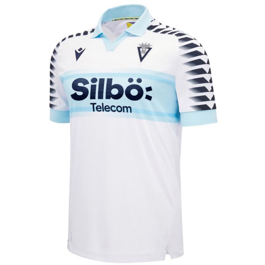 Kids Football María Del Carmen Santana Vázquez #4 White Blue Away Jersey 2024/25 T-Shirt Za