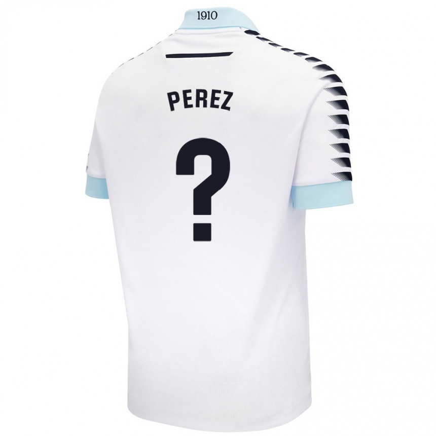 Kids Football Ángel Pérez #0 White Blue Away Jersey 2024/25 T-Shirt Za