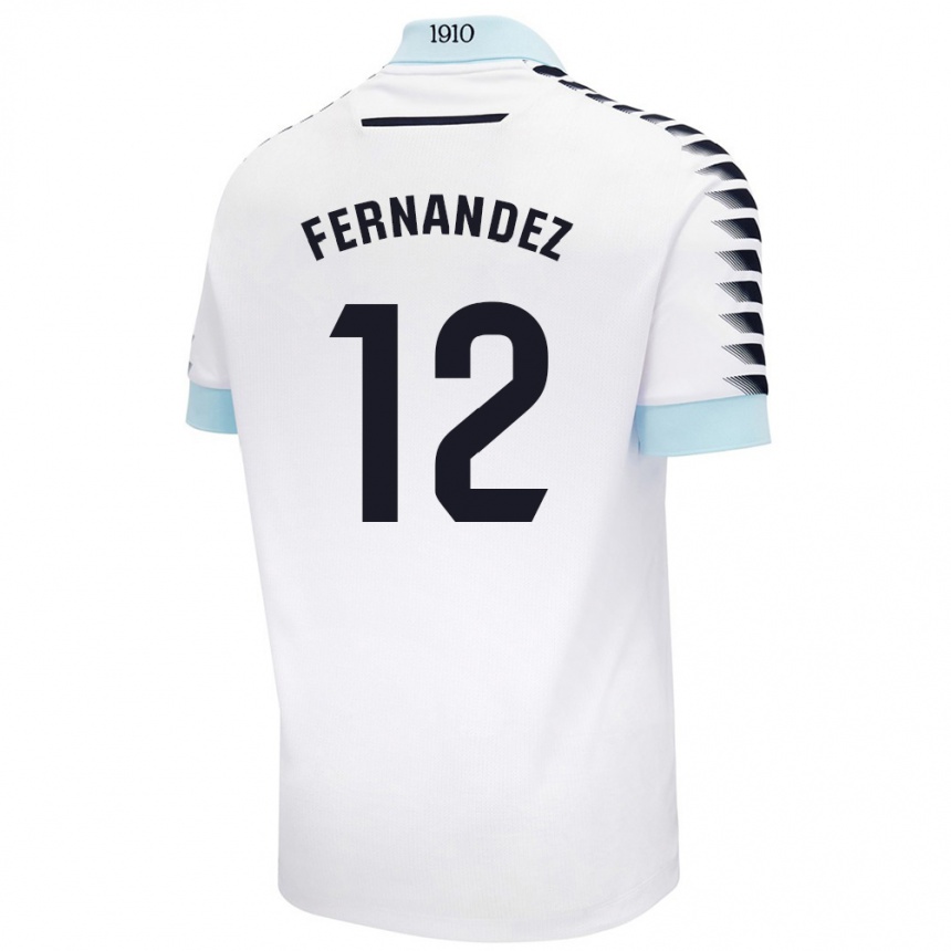 Kids Football Sandra Fernández León #12 White Blue Away Jersey 2024/25 T-Shirt Za