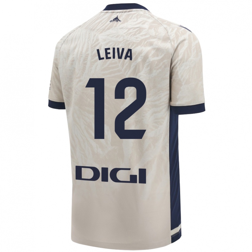 Kids Football Álvaro Leiva #12 Light Gray Away Jersey 2024/25 T-Shirt Za