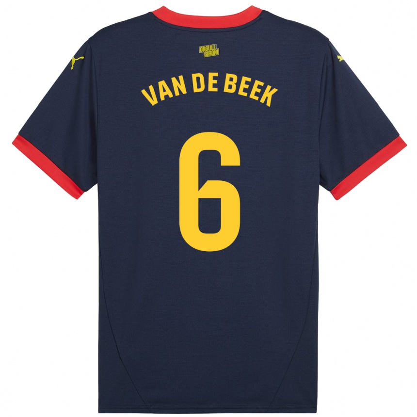 Kids Football Donny Van De Beek #6 Navy Red Away Jersey 2024/25 T-Shirt Za