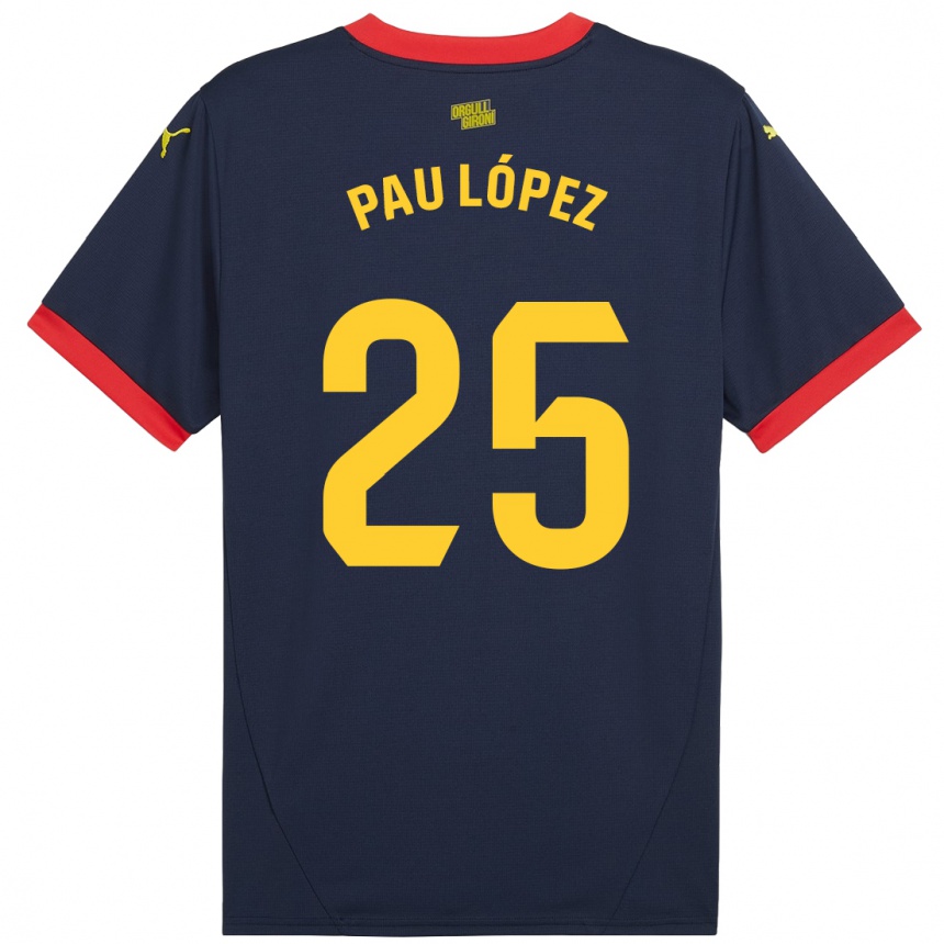 Kids Football Pau Lopez #25 Navy Red Away Jersey 2024/25 T-Shirt Za