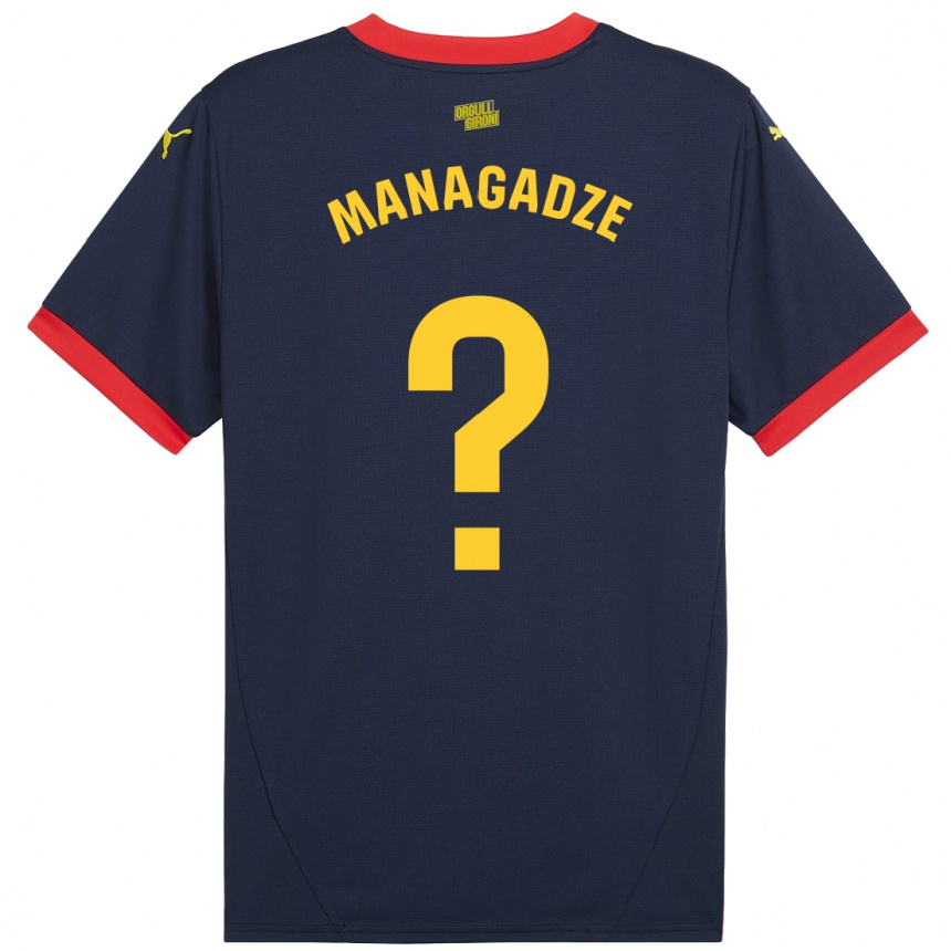 Kids Football Luka Managadze #0 Navy Red Away Jersey 2024/25 T-Shirt Za