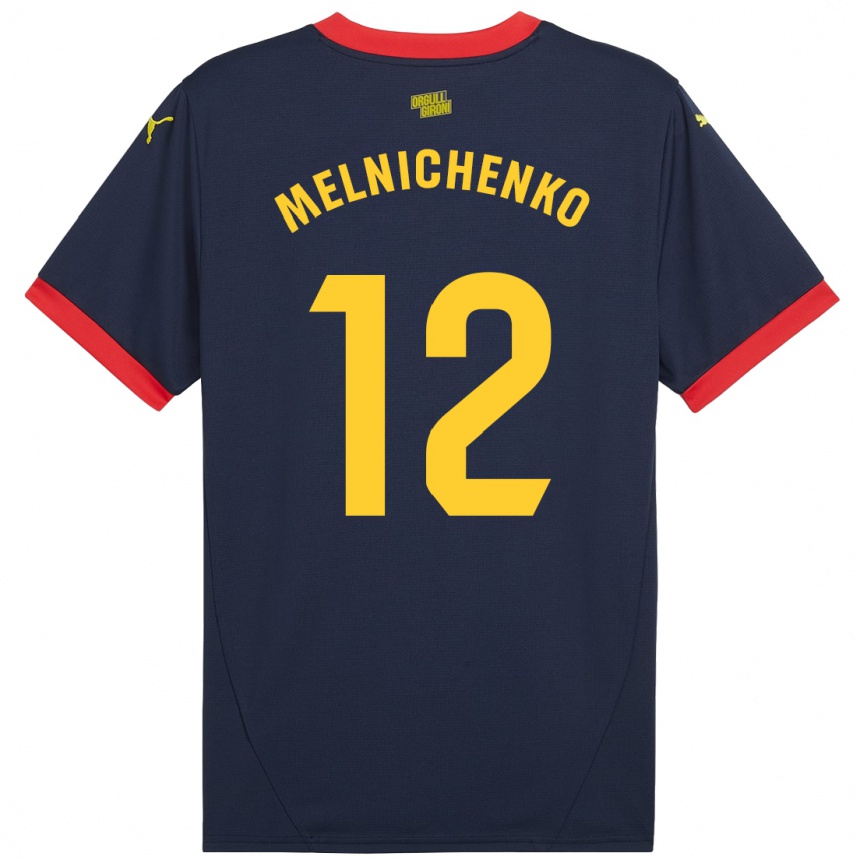 Kids Football Dmytro Melnichenko #12 Navy Red Away Jersey 2024/25 T-Shirt Za