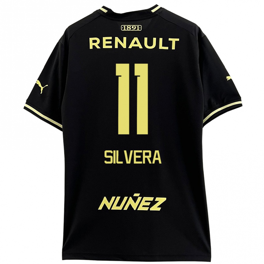 Kids Football Maximiliano Silvera #11 Black Yellow Away Jersey 2024/25 T-Shirt Za