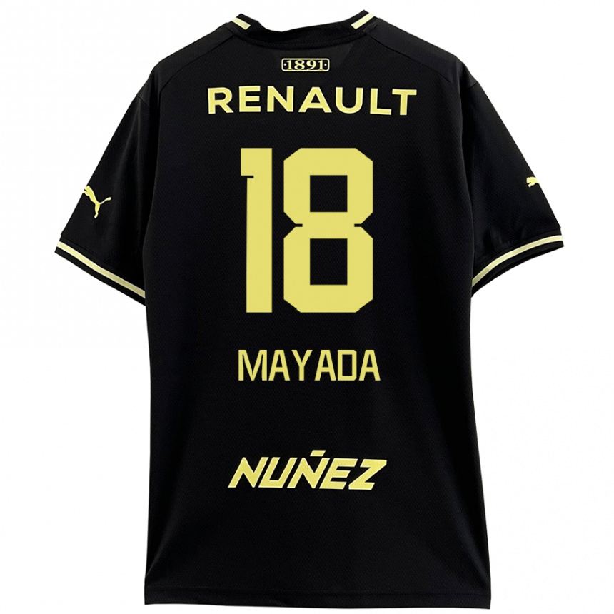 Kids Football Camilo Mayada #18 Black Yellow Away Jersey 2024/25 T-Shirt Za