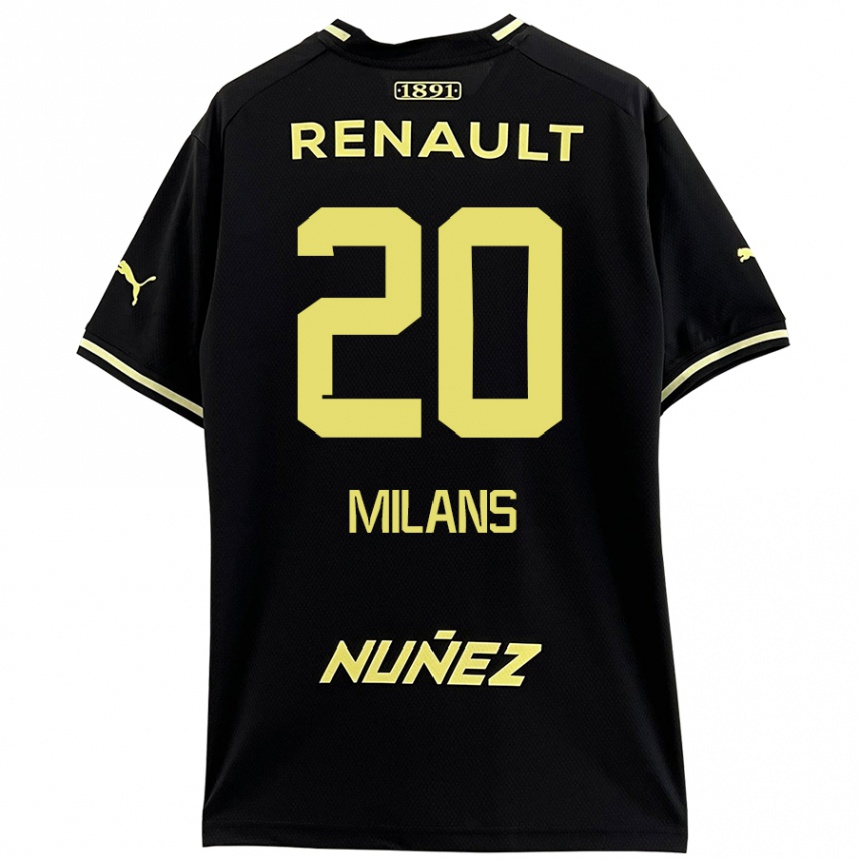 Kids Football Pedro Milans #20 Black Yellow Away Jersey 2024/25 T-Shirt Za