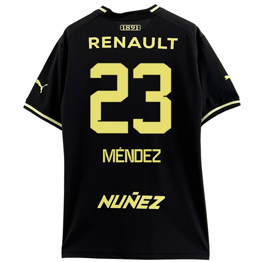 Kids Football Javier Méndez #23 Black Yellow Away Jersey 2024/25 T-Shirt Za