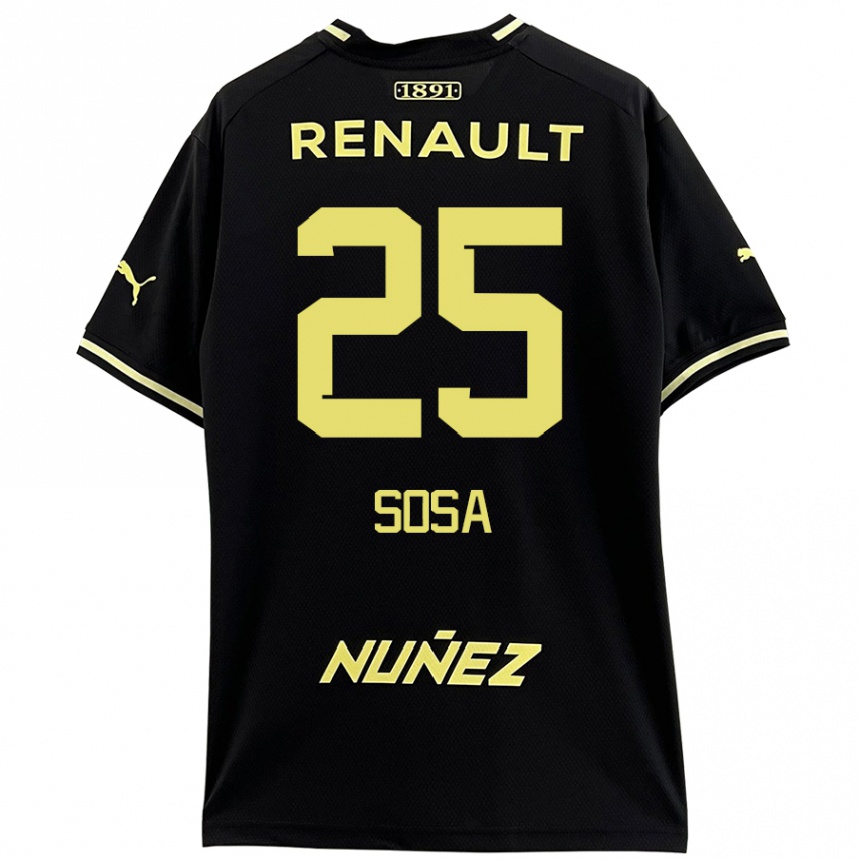 Kids Football Ignacio Sosa #25 Black Yellow Away Jersey 2024/25 T-Shirt Za