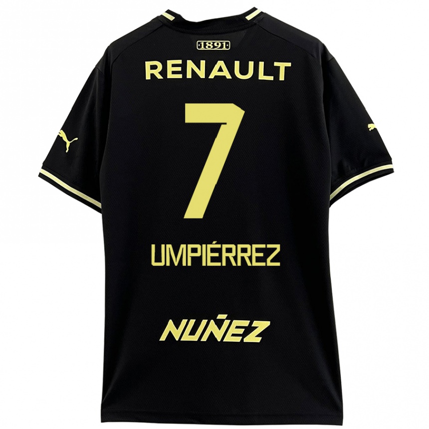 Kids Football Leandro Umpiérrez #7 Black Yellow Away Jersey 2024/25 T-Shirt Za