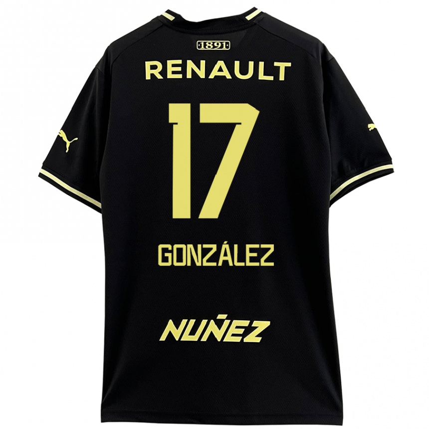 Kids Football Luciano González #17 Black Yellow Away Jersey 2024/25 T-Shirt Za