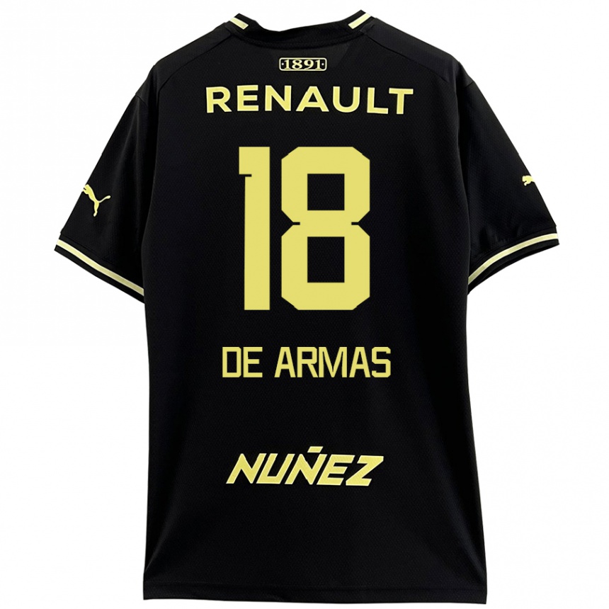 Kids Football Nahuel De Armas #18 Black Yellow Away Jersey 2024/25 T-Shirt Za