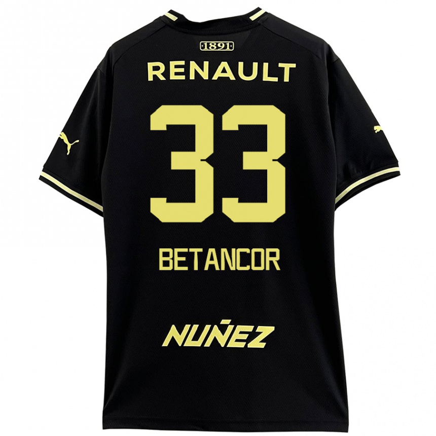 Kids Football Bruno Betancor #33 Black Yellow Away Jersey 2024/25 T-Shirt Za