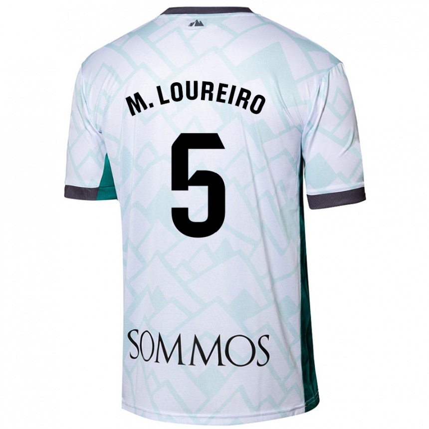 Kids Football Miguel Loureiro #5 White Green Away Jersey 2024/25 T-Shirt Za