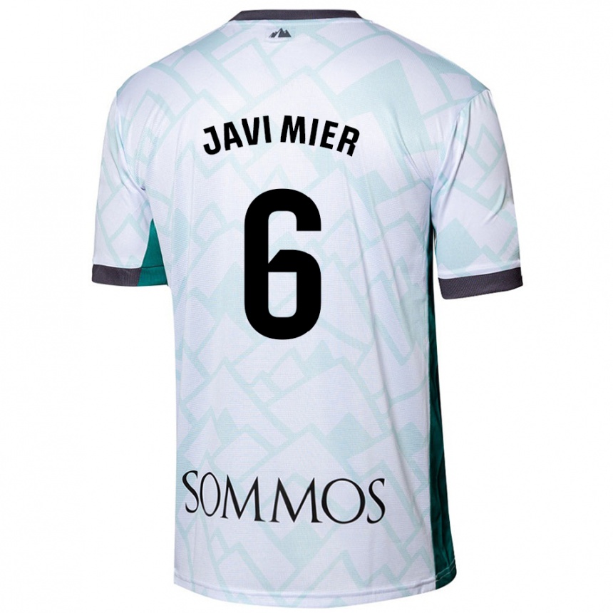 Kids Football Javi Mier #6 White Green Away Jersey 2024/25 T-Shirt Za