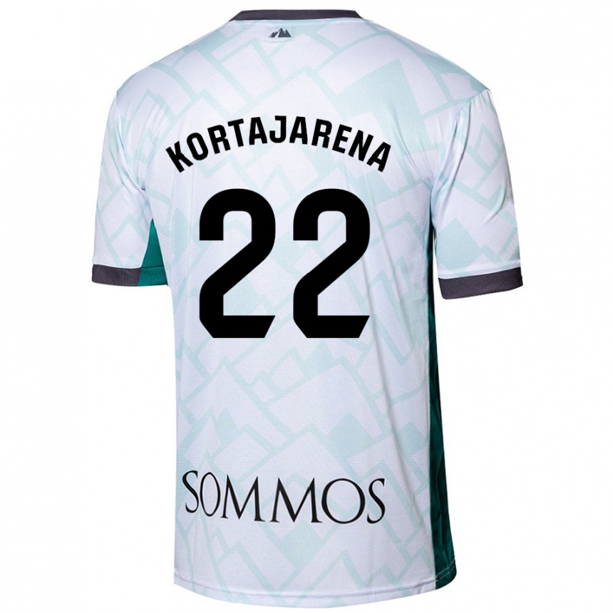 Kids Football Iker Kortajarena #22 White Green Away Jersey 2024/25 T-Shirt Za