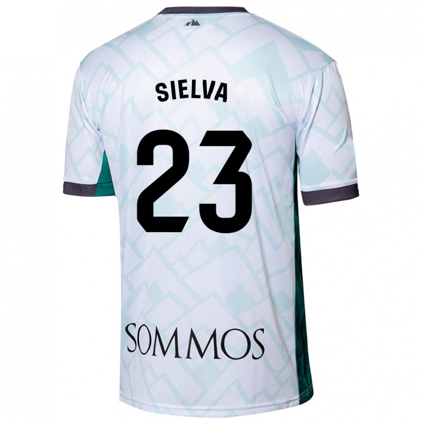 Kids Football Óscar Sielva #23 White Green Away Jersey 2024/25 T-Shirt Za