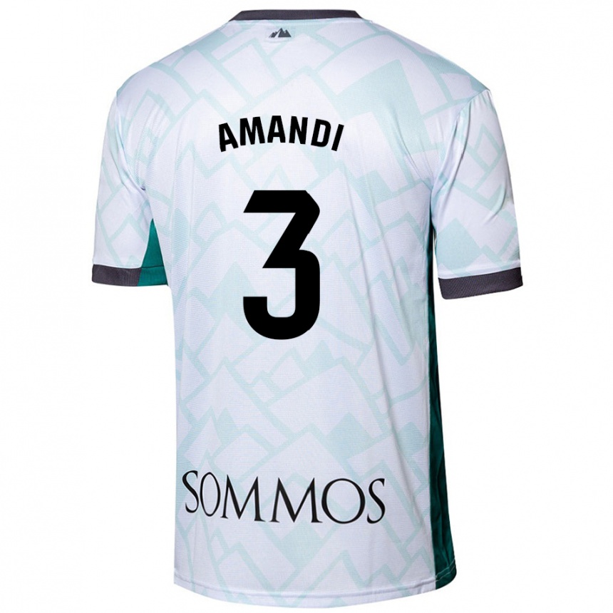 Kids Football Iván Amandi #3 White Green Away Jersey 2024/25 T-Shirt Za