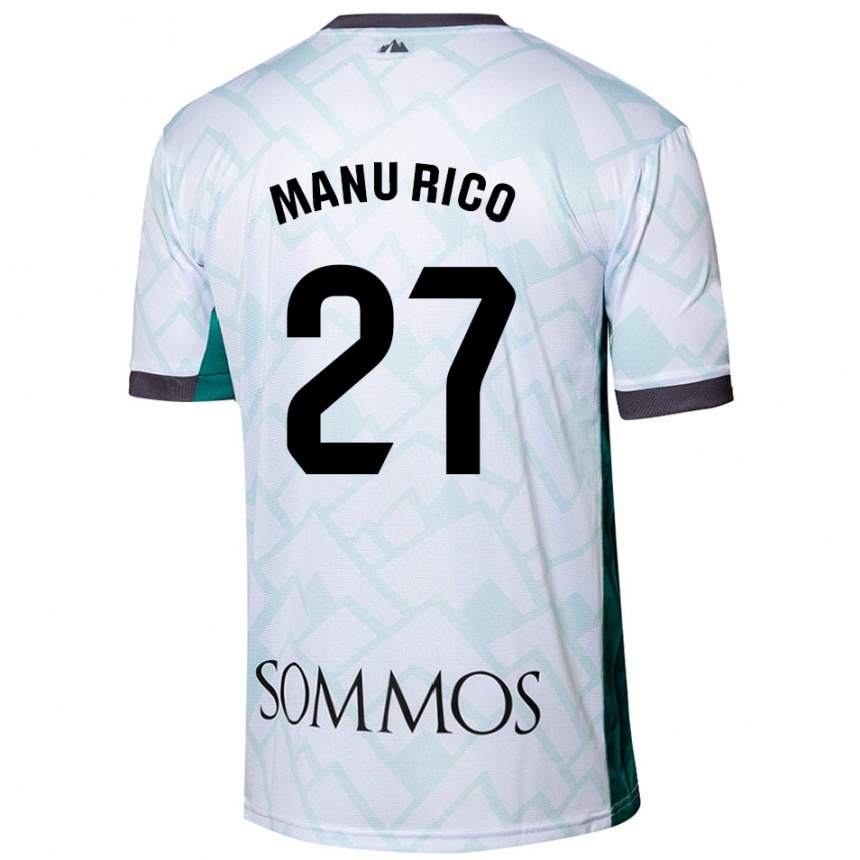 Kids Football Manu Rico #27 White Green Away Jersey 2024/25 T-Shirt Za