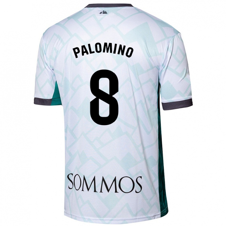 Kids Football Laura Palomino #8 White Green Away Jersey 2024/25 T-Shirt Za