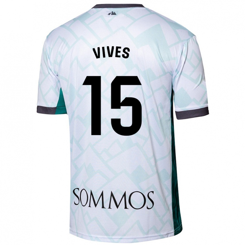 Kids Football Helena Vives #15 White Green Away Jersey 2024/25 T-Shirt Za