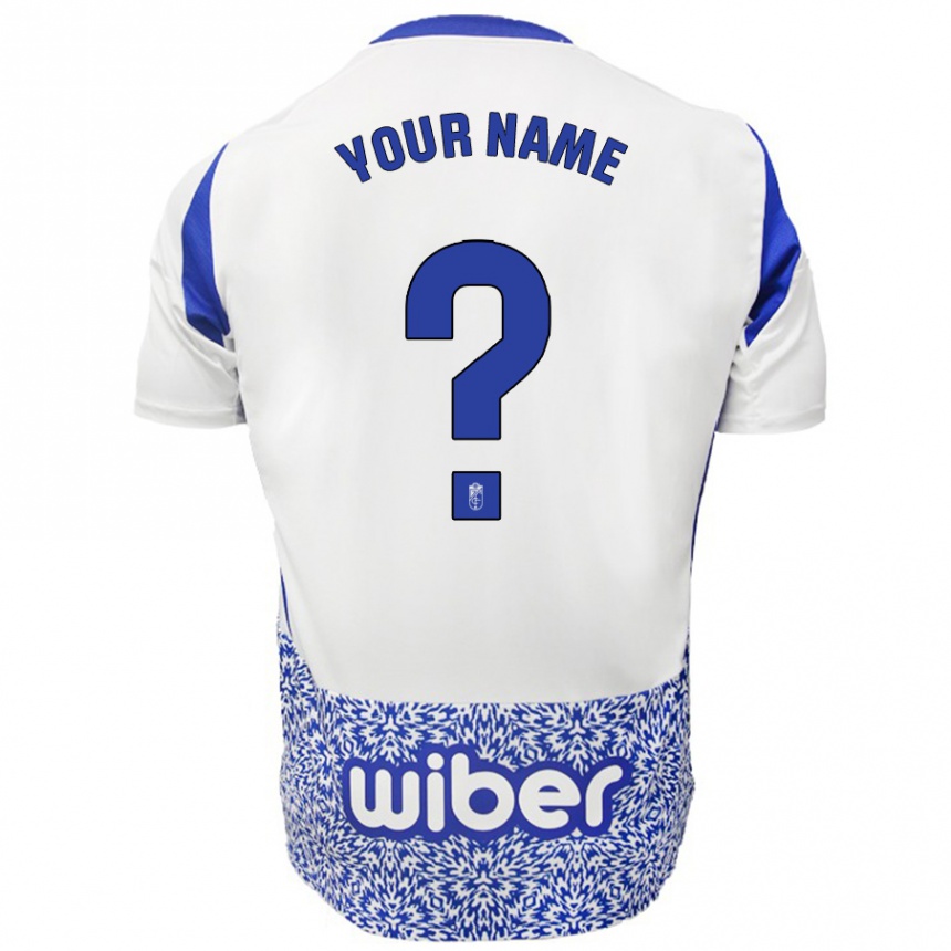 Kids Football Your Name #0 White Blue Away Jersey 2024/25 T-Shirt Za