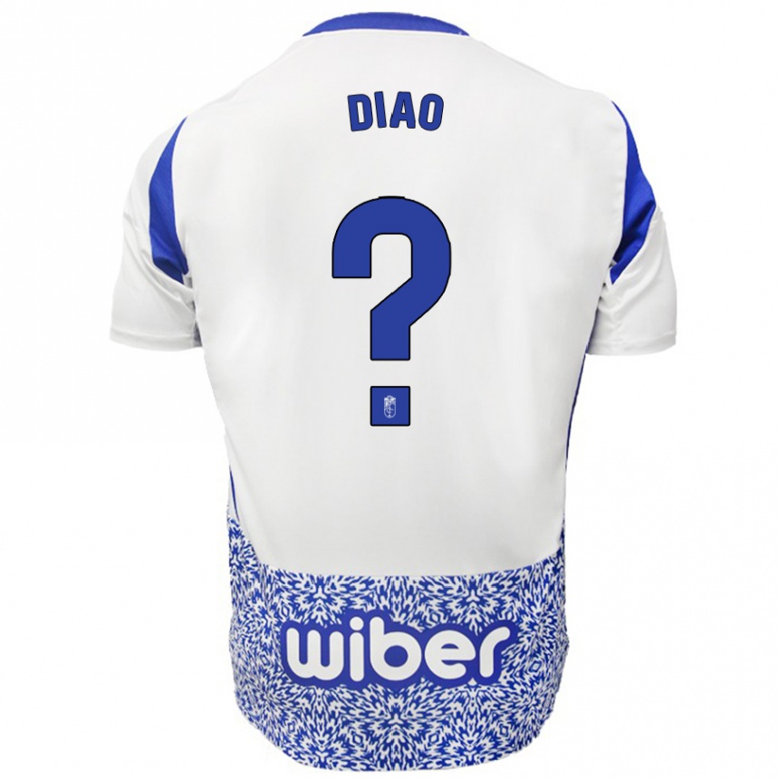 Kids Football Siren Diao #0 White Blue Away Jersey 2024/25 T-Shirt Za