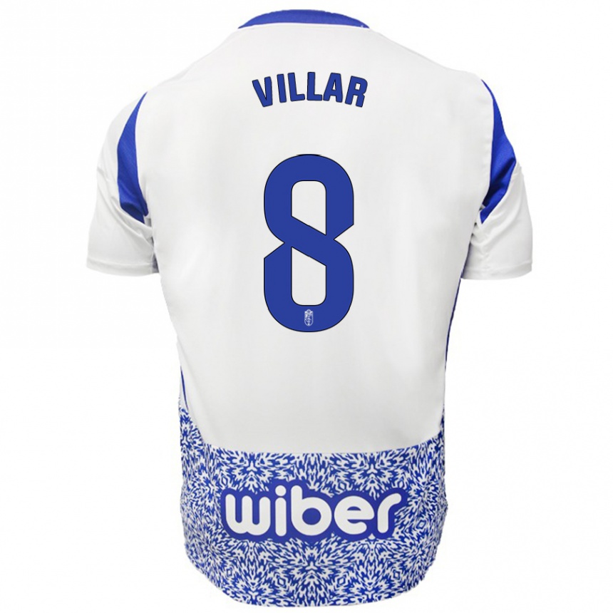 Kids Football Gonzalo Villar #8 White Blue Away Jersey 2024/25 T-Shirt Za