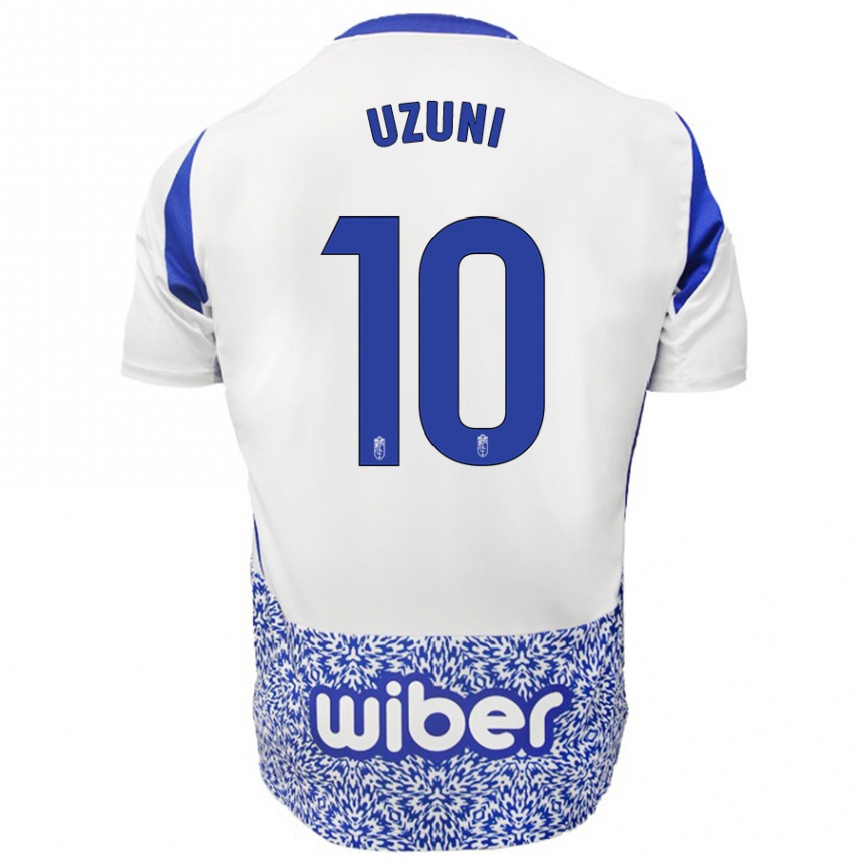 Kids Football Myrto Uzuni #10 White Blue Away Jersey 2024/25 T-Shirt Za