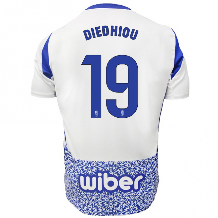 Kids Football Famara Diédhiou #19 White Blue Away Jersey 2024/25 T-Shirt Za